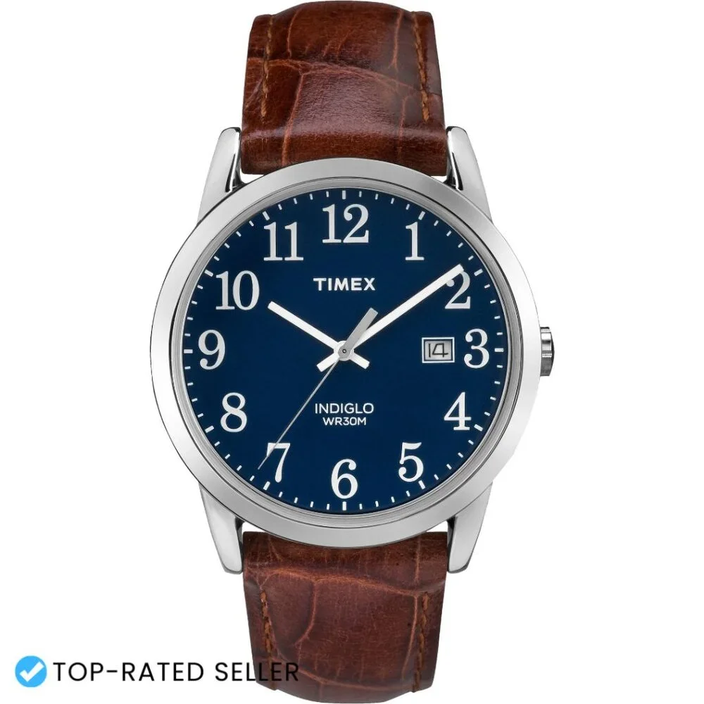 Classic Analog Watch Minimalist Style Easy Reader Dial Leather Strap